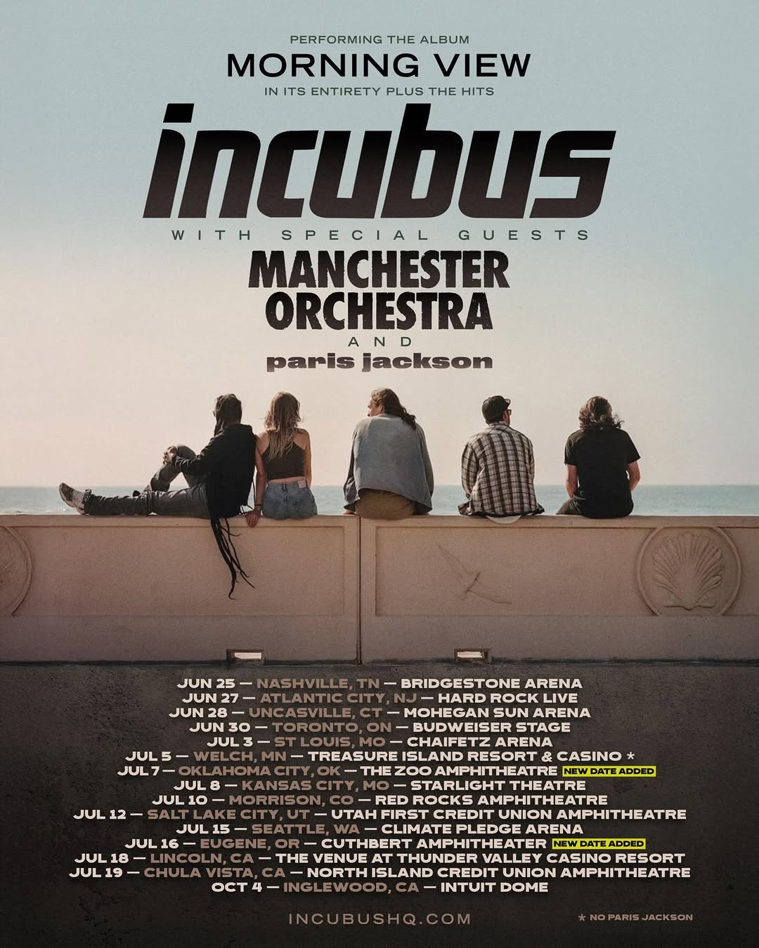 Incubus Morning View In Its Entirety + The Hits Tour Poster 2025